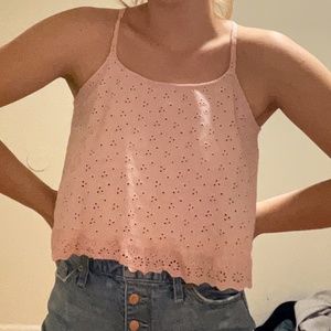 pink strapless ruffle lace summer blouse